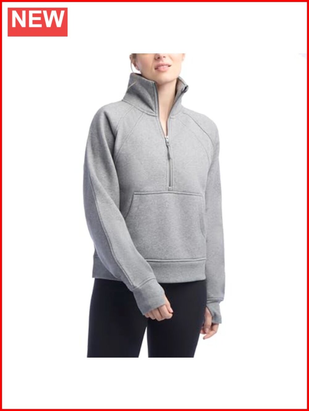 Mixed Rib Half Zip Pullover Sweatshirt Cotton Polyester Fleece Mock Neck